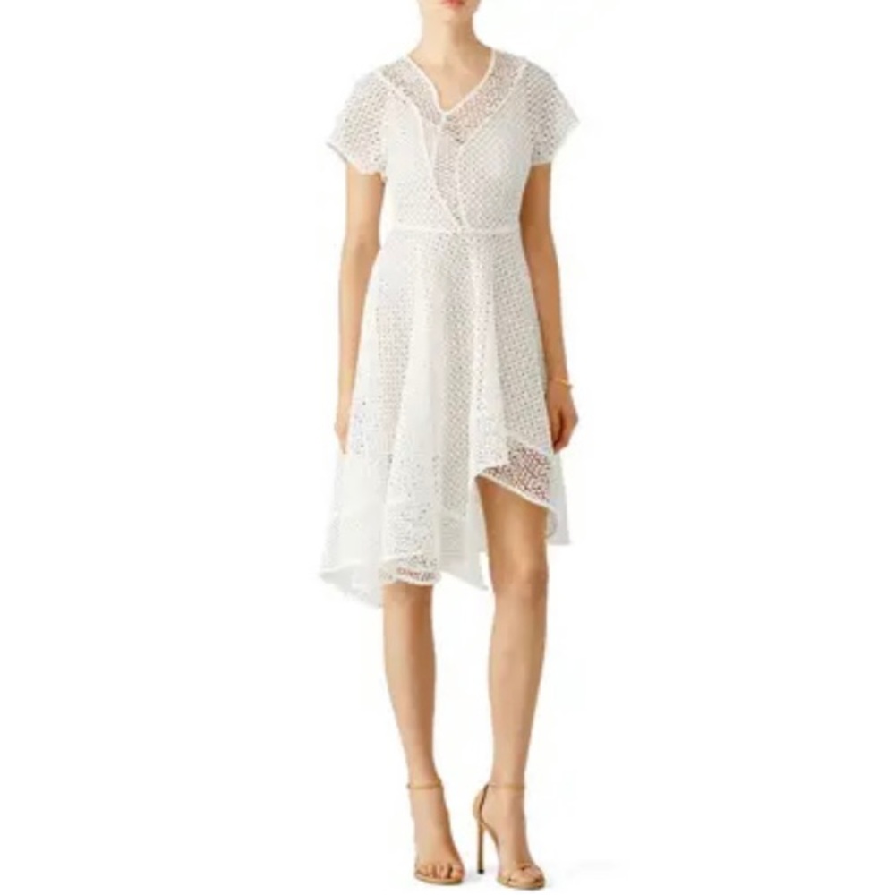 Keepsake The Label White Asymmetrical Eyelet Dress